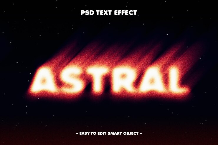 Gratis PSD astral som faller fra himmelen redigerbar teksteffekt