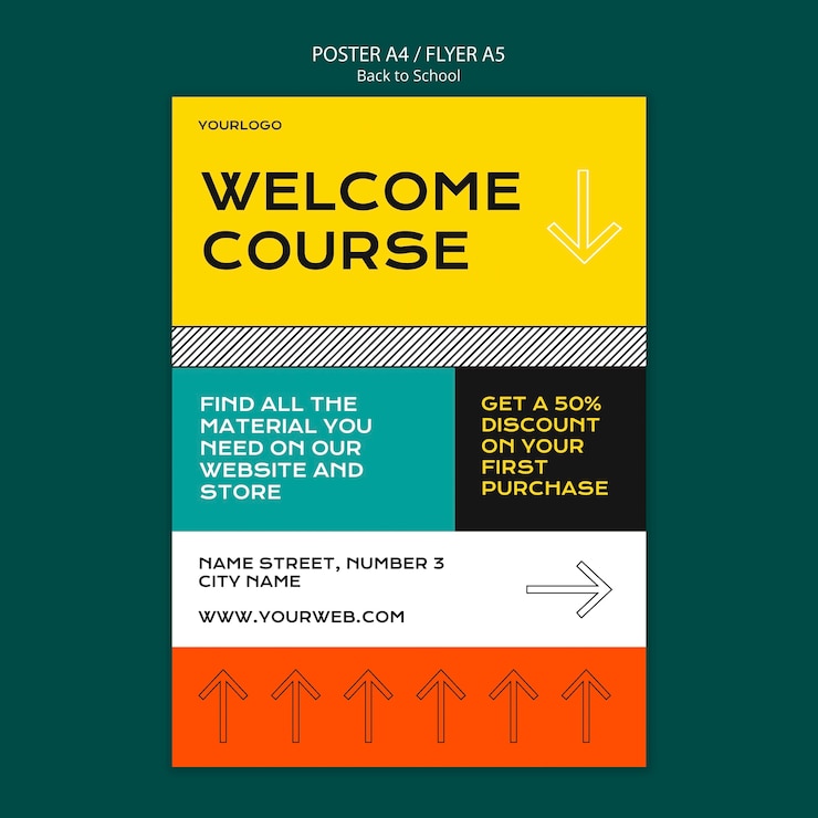 Gratis PSD back to school poster template concept