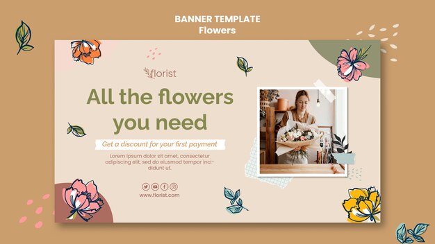 Banner maldesign med blomster