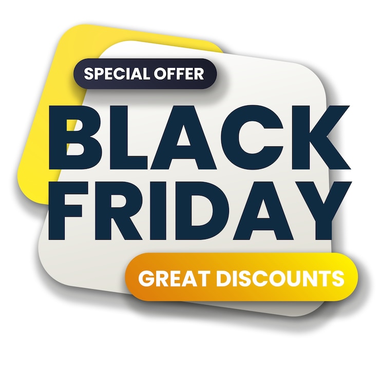 Gratis PSD black friday-etikett isolert