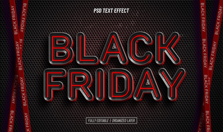 Gratis PSD black friday neon text effect