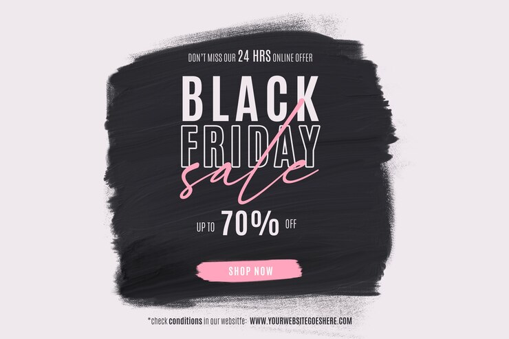 Gratis PSD black friday sale banner with paint shape