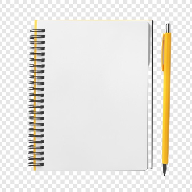 Blank Spiral Notebook and Yellow Pen Mockup