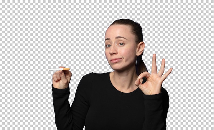 Gratis PSD blonde young pretty woman with a cigarette