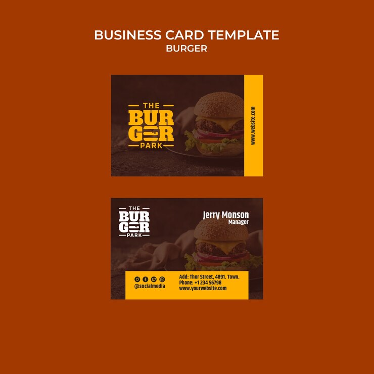 Gratis PSD burger business card template design