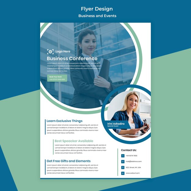 businesswoman flyer design for business event