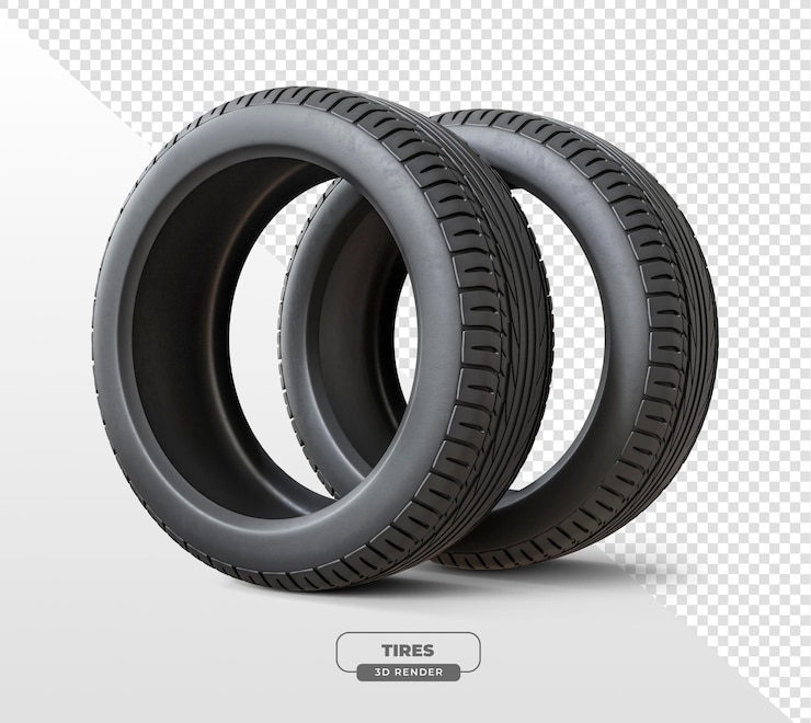 Gratis PSD car tire in 3d render with transparent background
