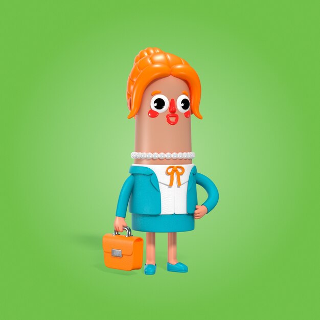 cartoon businesswoman with orange briefcase