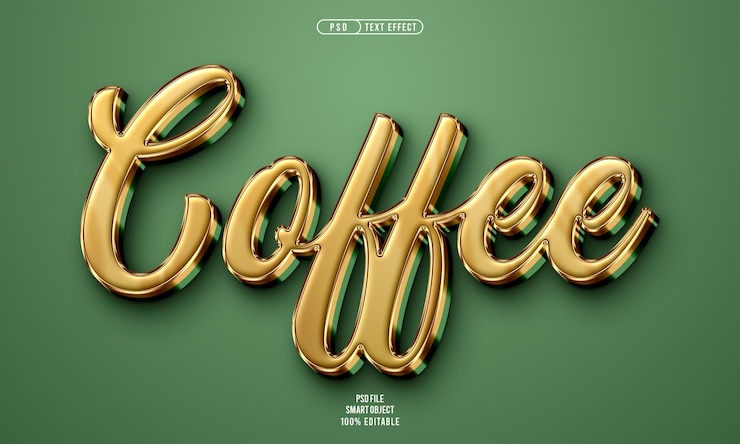 Gratis PSD coffee 3d editable text effect