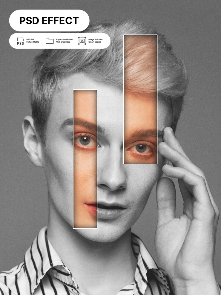 Gratis PSD color cut in black and white photo effect