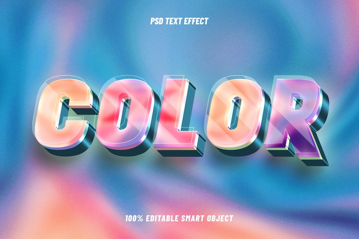 Gratis PSD color holographic style editable text effect