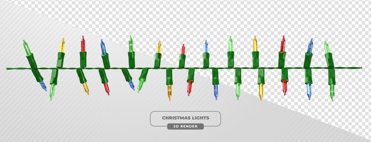 Gratis PSD colorful christmas string lights in 3d render