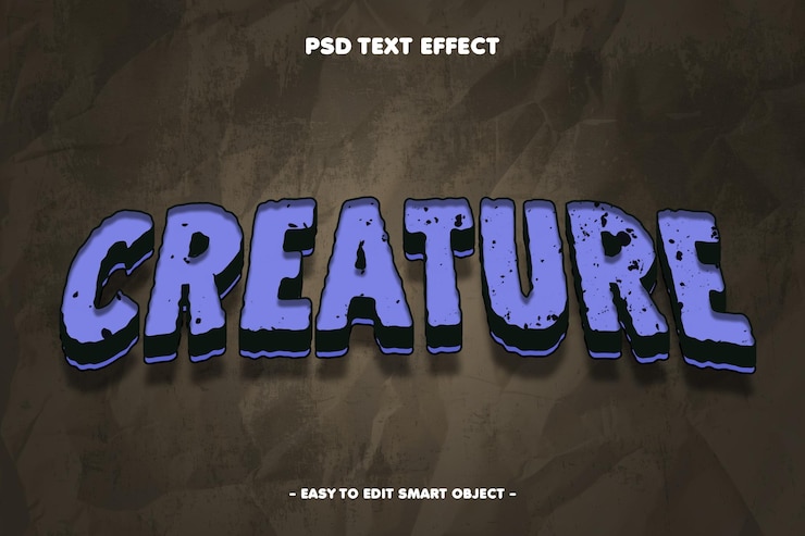 Gratis PSD creature editable horror text effect
