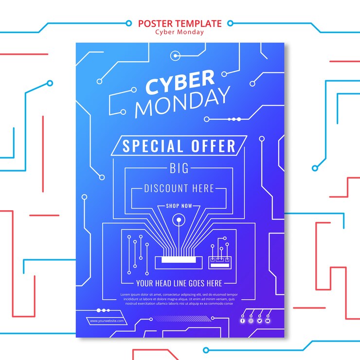 Gratis PSD cyber monday-kredsløbsplakatskabelon