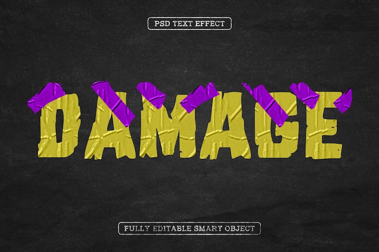 Gratis PSD damage duct tape text effect