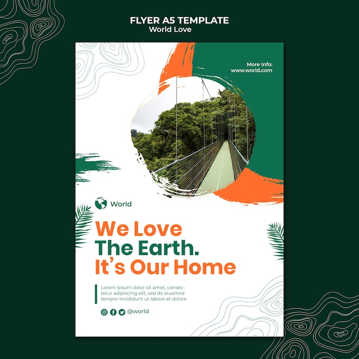 Gratis PSD designmal for «world love»-poster