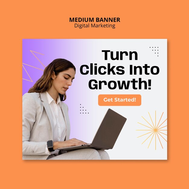 Digital marketing medium banner template design