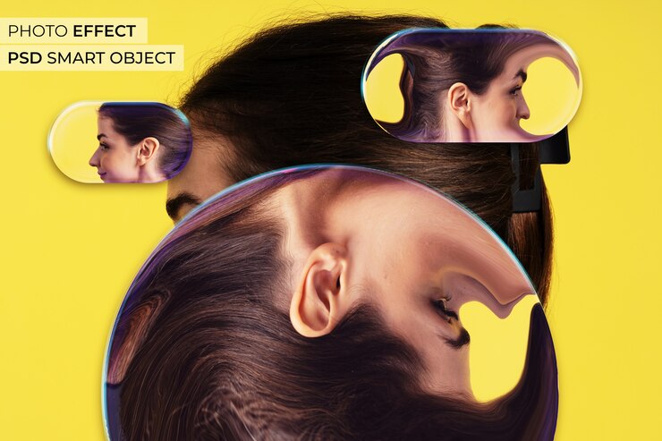 Gratis PSD distorted shapes photo effect