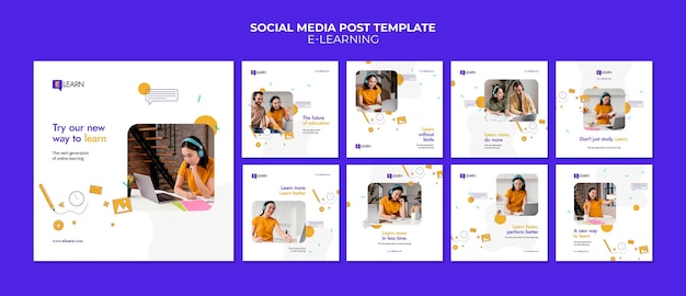 e-learning concept social media posts