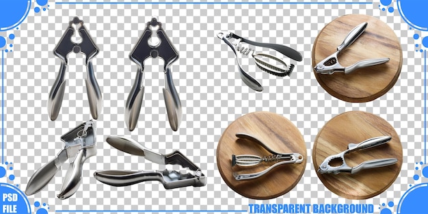 elegant metal nutcracker tool on wooden surface