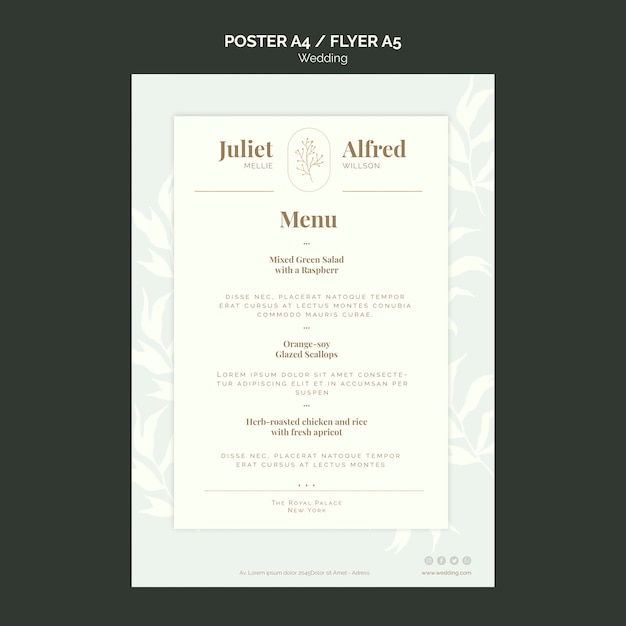 Elegant poster template for wedding