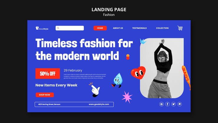 Gratis PSD fashion collection landing page template