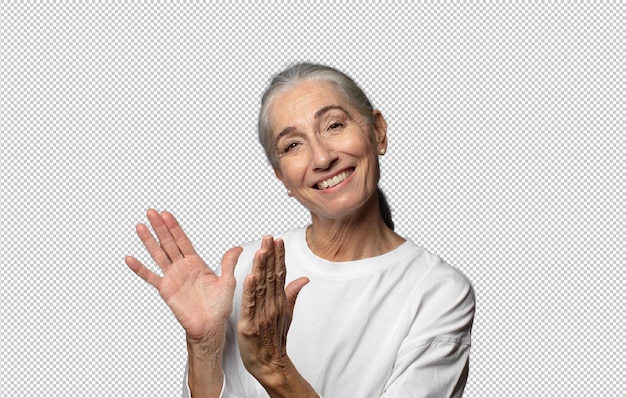 feeling happy and successful smiling and clapping hands saying congratulations with an applause