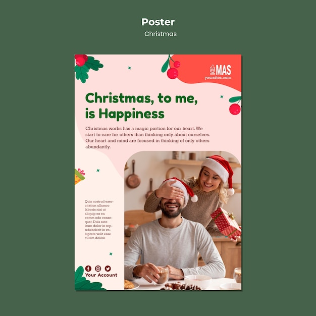 Festive christmas vertical print template