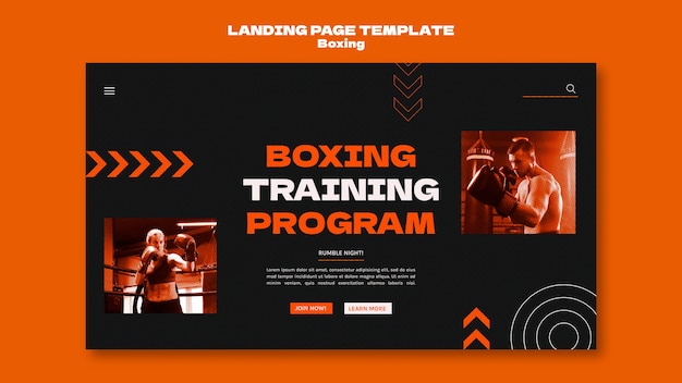 Flat design boxing landing page template