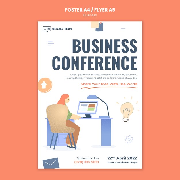 flat design business poster design template