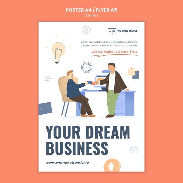 flat design business poster design template
