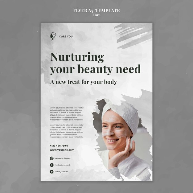 flat design care template of flyer