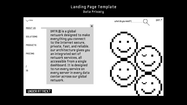 Flat design data privacy landing page template
