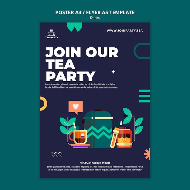 Flat design drikkepostermaldesign