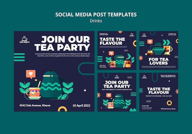 flat design drink instagram template design