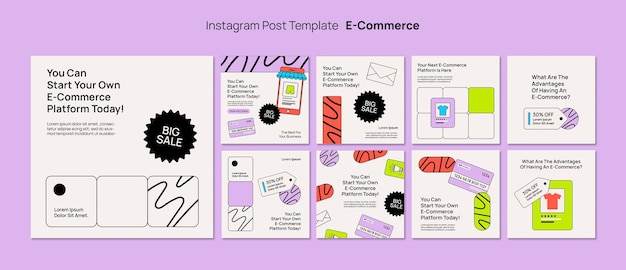 flat design e-commerce  instagram posts