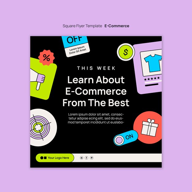 flat design e-commerce square flyer  template