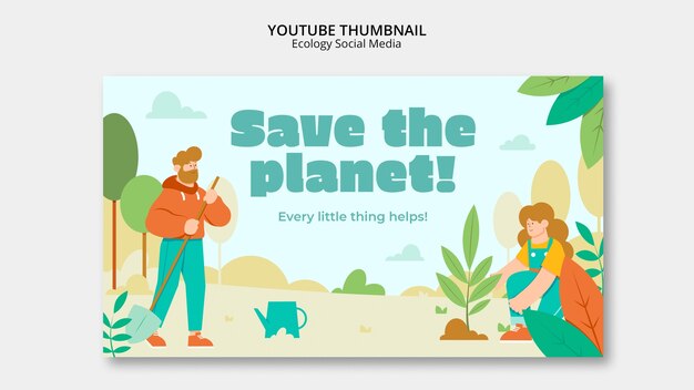 flat design ecology concept youtube thumbnail