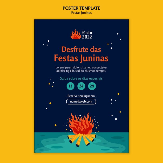 Flat design festas juninas poster template