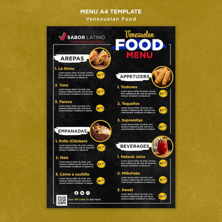 Gratis PSD flat design food festival menu template