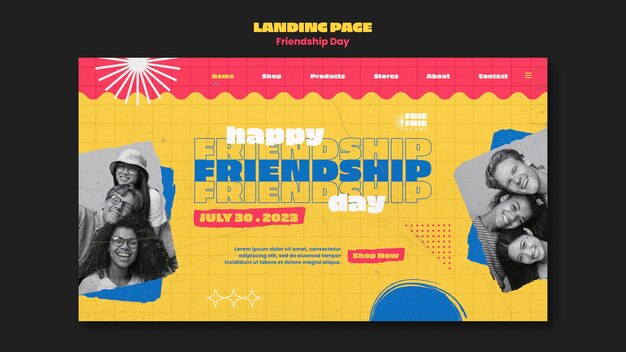 flat design friendship day landing page