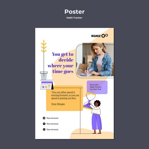 flat design habit tracker template