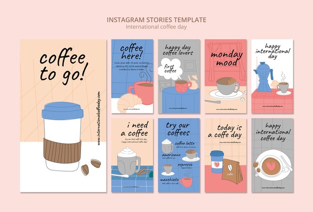 Flat design international coffee day template