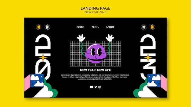 Flat design new year 2023 landing page