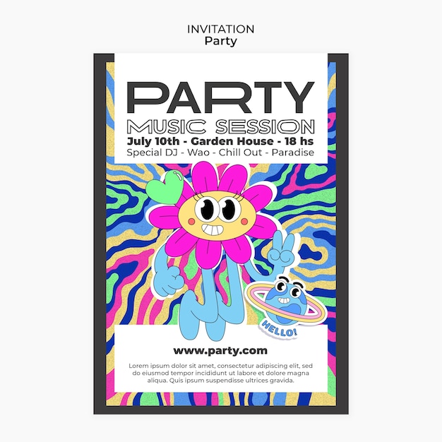 Flat design party template  design