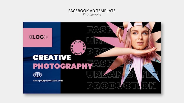 Flat design photography facebook ad template