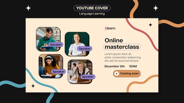 Flat design språklæring Youtube-covermal