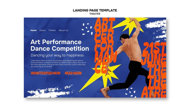 Gratis PSD flat design teaterforestilling landingsside mal