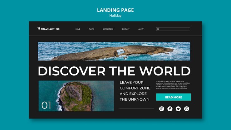 Gratis PSD flat design traveling adventure landing page