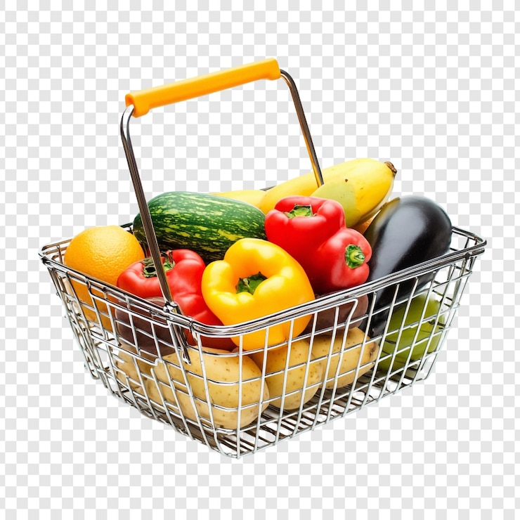 Gratis PSD fresh produce in shopping basket